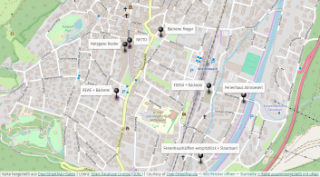 Karte Einkaufsmöglichkeiten