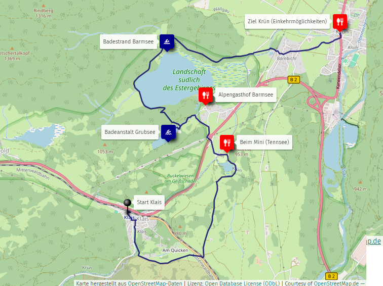 Karte Wanderung Klais 3Seen Krün